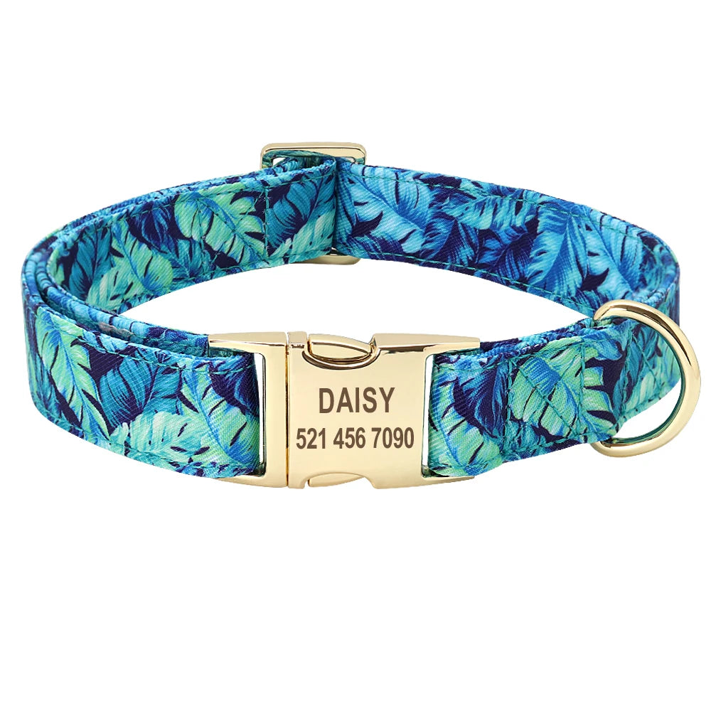 Personalized Dog Accessories Collar Nylon Printed Pet Puppy Collar Dog ID Collars Free Engraved ID for Small Medium Large Dogs Pi-Mart