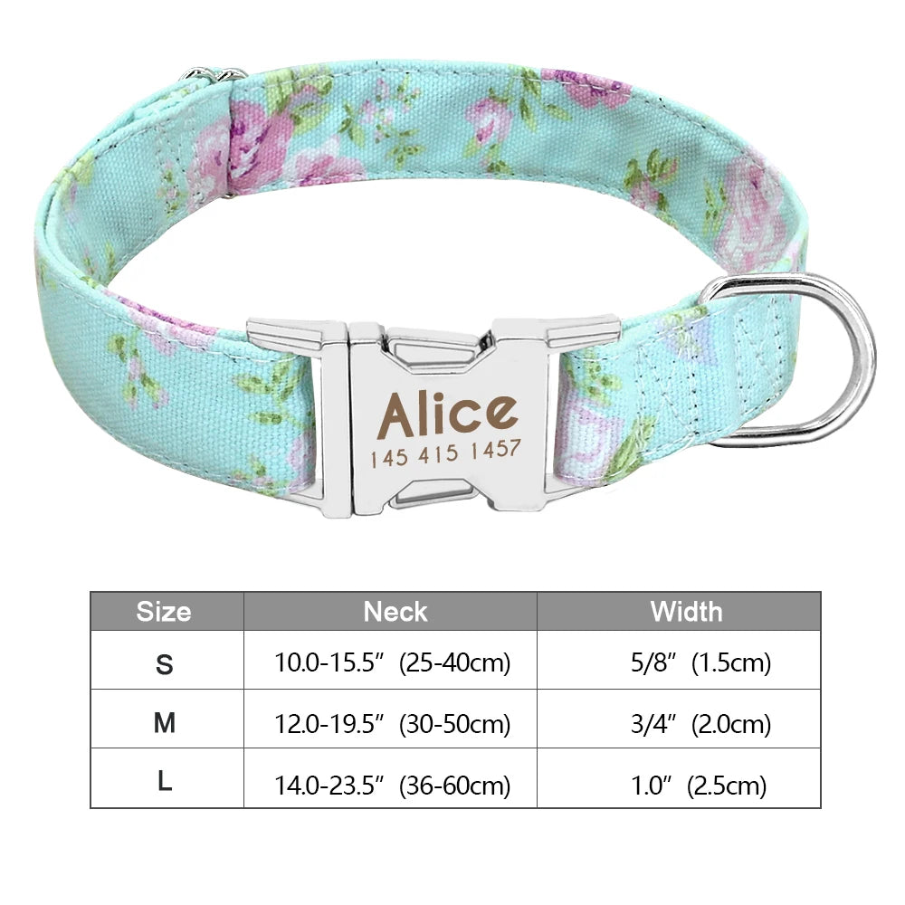 Personalized Dog Accessories Collar Nylon Printed Pet Puppy Collar Dog ID Collars Free Engraved ID for Small Medium Large Dogs Pi-Mart