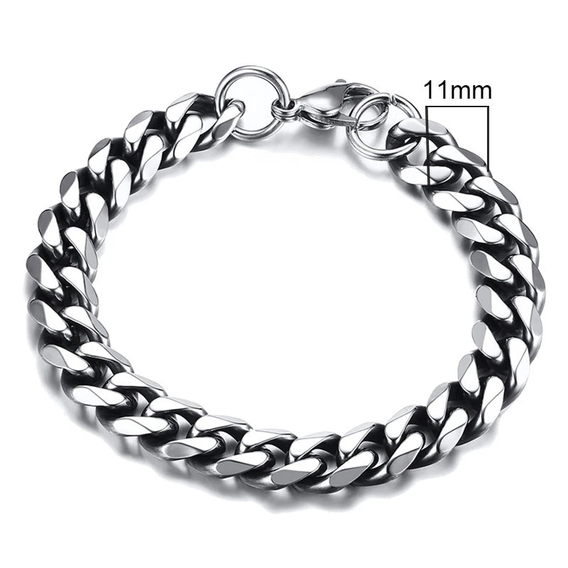 Vnox Mens Simple 3-11mm Stainless Steel Curb Cuban Link Chain Bracelets for Women Unisex Wrist Jewelry Gifts Pi-Mart
