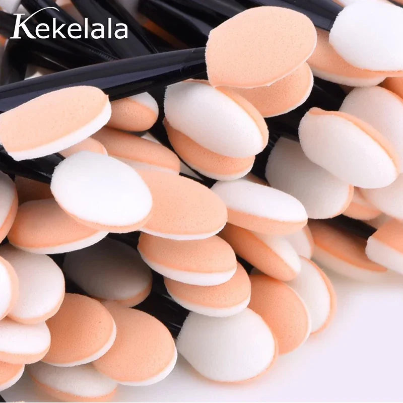 100Pcs/ Bag Small Portable Eyeshadow Applicators In Bulk Double Sponge Eye Shadow Brush Makeup Mini Tools Wholesale Tri Light Beauty