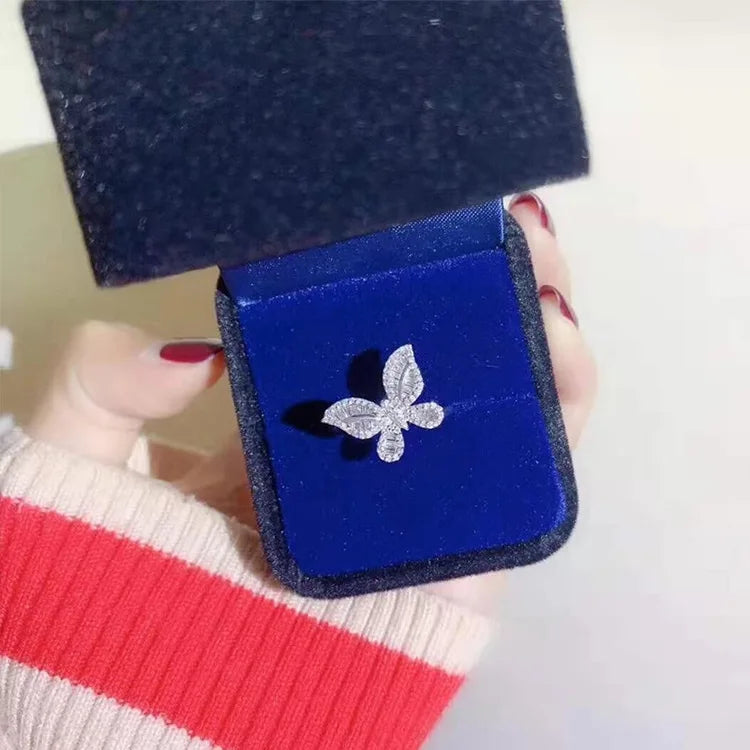 2026 New Trendy Butterfly silver color cute Fashion Ring For Women Party Gift  Jewelry Wholesale R6134 Pi-Mart