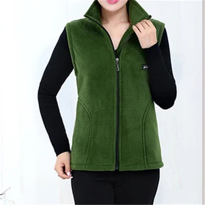plus Size Women's Polar Fleece Vest Sleeveless Large Zipper Jacket Autumn Fashion Leisure Gilet for Women LadyShow.Store