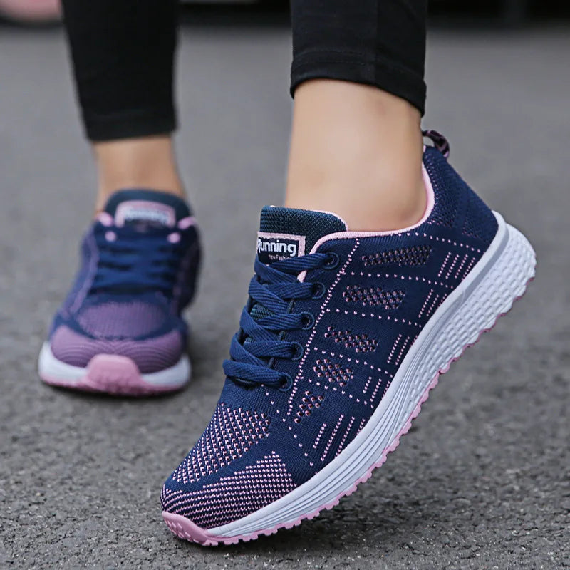Women Casual Shoes Fashion Breathable Walking Mesh Flat Shoes Sneakers Women 2021 Gym Vulcanized Shoes White Female Footwear LadyShow.Store