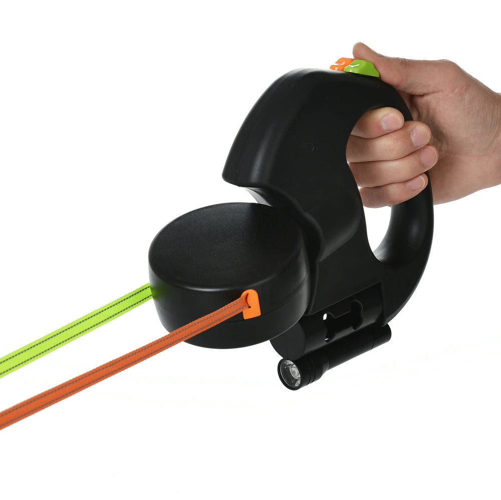 3m Retractable Dog Leash For Small Dogs Reflective Dual Pet Leash Lead 360 Swivel No Tangle Double Dog Walking Leash With Lights Pi-Mart