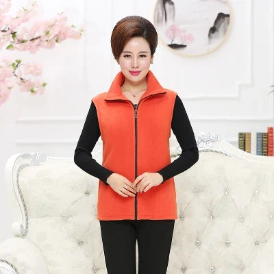 plus Size Women's Polar Fleece Vest Sleeveless Large Zipper Jacket Autumn Fashion Leisure Gilet for Women LadyShow.Store