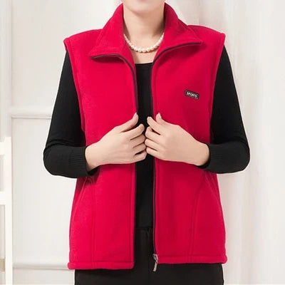 plus Size Women's Polar Fleece Vest Sleeveless Large Zipper Jacket Autumn Fashion Leisure Gilet for Women LadyShow.Store