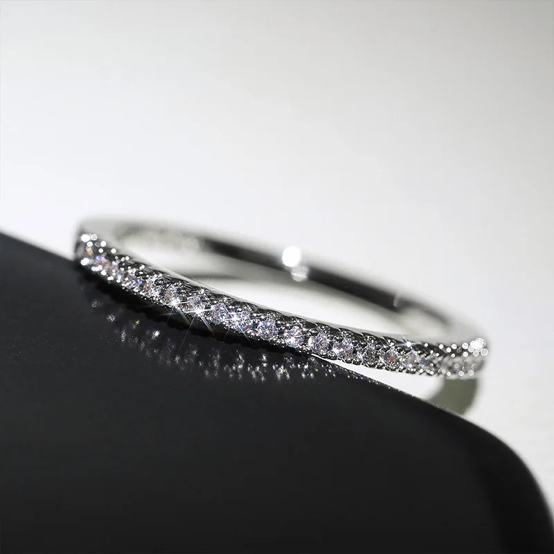 Huitan New Minimalist Thin Rings for Women Wedding Brilliant Cubic Zircon High Quality Versatile Female Finger Ring Jewelry Pi-Mart