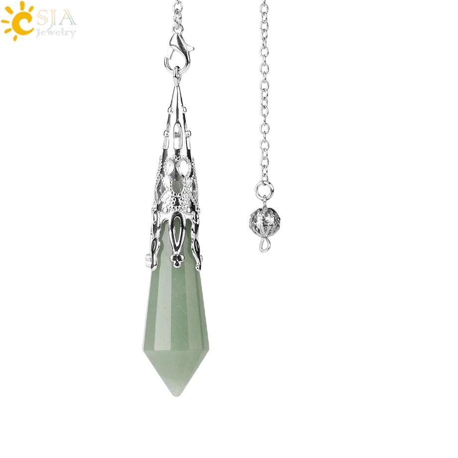 CSJA Natural Stone Crystal Pendulum for Dowsing Antique Pendant Amulet Crystals Divination Pink Quartz Pendulums Pendules G891 Pi-Mart