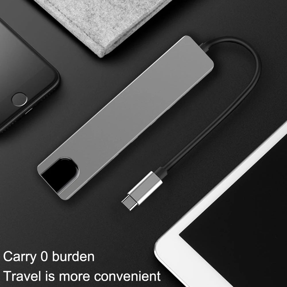 USB 3.0 Type C HUB USB C Docking Station to HDMI 4K 30HZ Type C to RJ45 100Mbps Ethernet Adapter VGA Extender Headphone PD 100W Pi-Mart