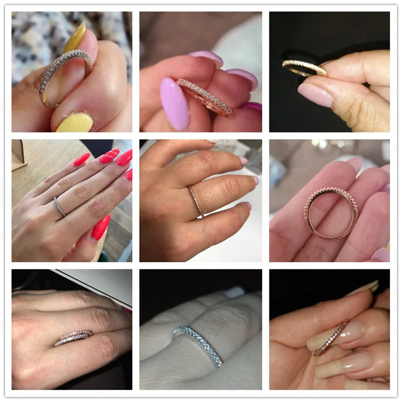 Huitan New Minimalist Thin Rings for Women Wedding Brilliant Cubic Zircon High Quality Versatile Female Finger Ring Jewelry Pi-Mart