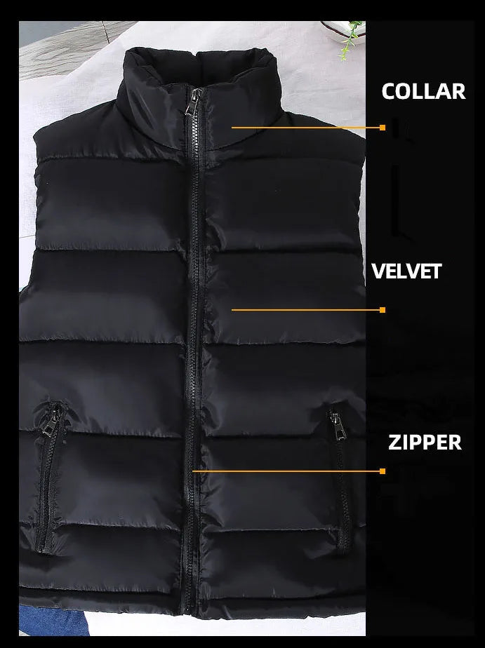 White Vest Jacket Men Slim Fit Stand Collar Sleeveless Puffer Jackets Spring Autumn Casual Waistcoat Men Warm Coat 2023 Trends Pi-Mart