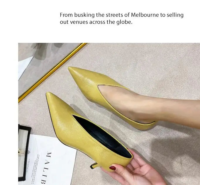 XGRAVITY Sexy Autumn New Designer Vintage Evening Shoes Ladies Fashion Pointed Toe V Cut Woman Shoes High Heel Pumps Sexy C323 LadyShow.Store