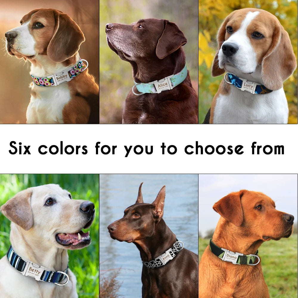 Personalized Dog Accessories Collar Nylon Printed Pet Puppy Collar Dog ID Collars Free Engraved ID for Small Medium Large Dogs Pi-Mart