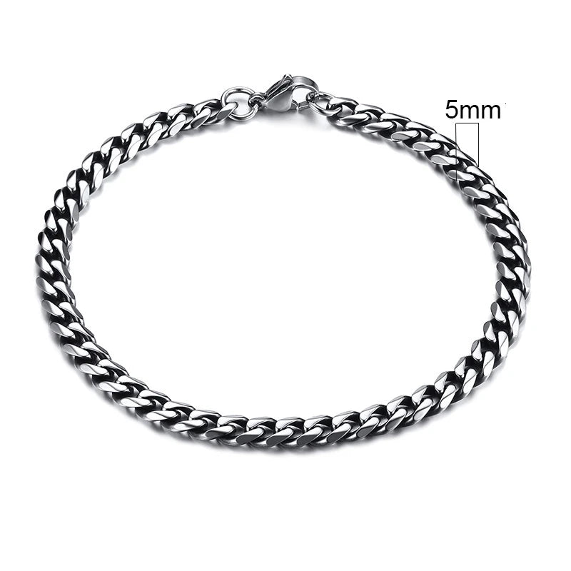 Vnox Mens Simple 3-11mm Stainless Steel Curb Cuban Link Chain Bracelets for Women Unisex Wrist Jewelry Gifts Pi-Mart