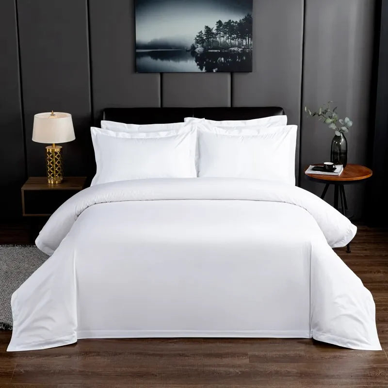 Premium Hotel White Oversize Duvet Cover Bed Sheet set 100%Nature Cotton Soft 600TC Bedding set Twin Full Queen King size 4Pcs LadyShow.Store