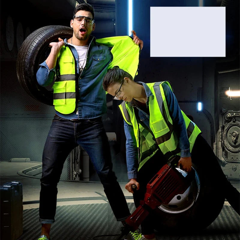 High Visibility Reflective Vest Working Clothes Motorcycle Cycling Sports Outdoor Reflective Safety Clothing Reflective Jacket LadyShow.Store