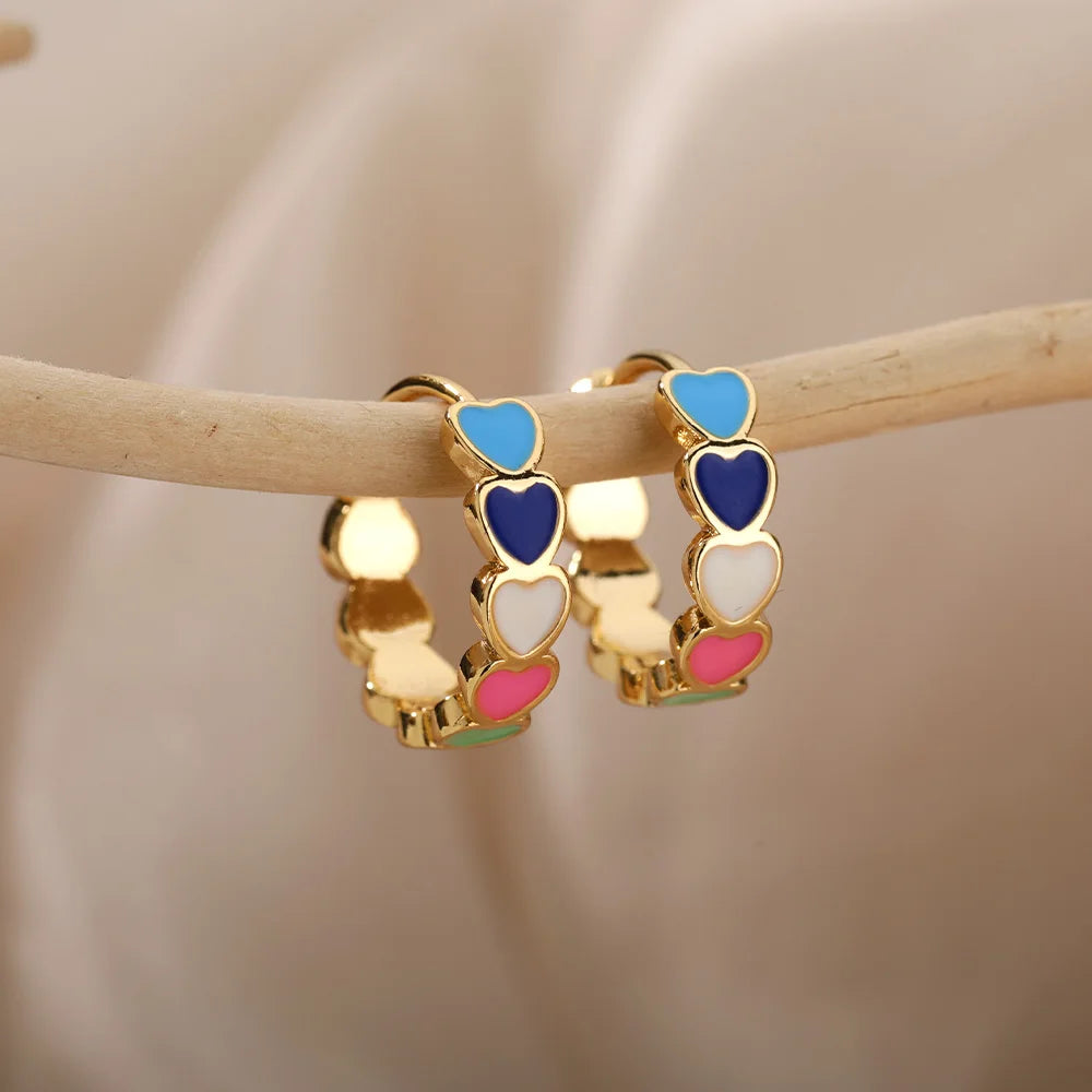 Stainless Steel Heart Earrings for Women Waterproof Gold Color Earrings 2025 Trend Aesthetic Ear Piercing Jewelry Wedding Gifts Pi-Mart