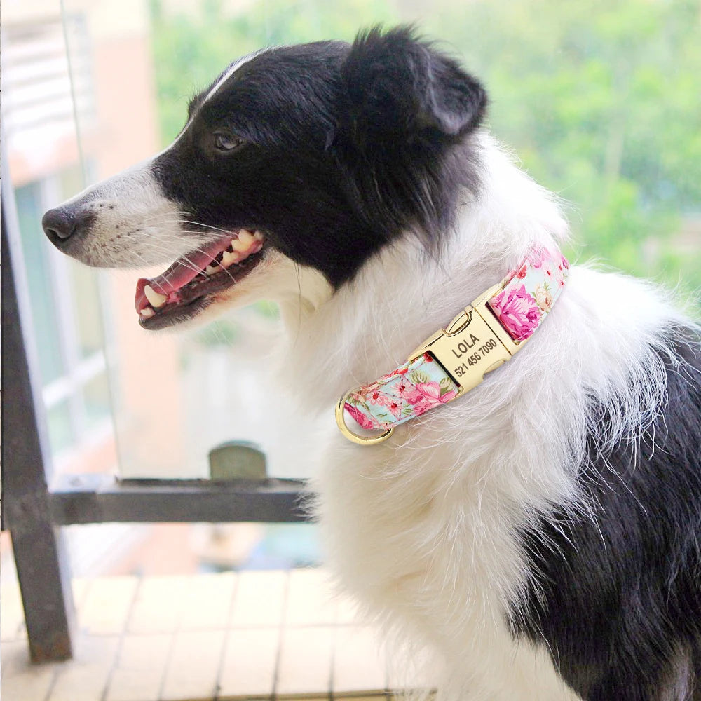 Personalized Dog Accessories Collar Nylon Printed Pet Puppy Collar Dog ID Collars Free Engraved ID for Small Medium Large Dogs Pi-Mart