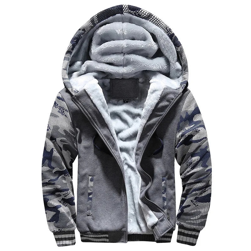Men's Jacket Camouflage Thicken Winter Jackets for Men Fleece Long Sleeve Coat Man Casual Hoodies Streetwear Men's Coats Pi-Mart
