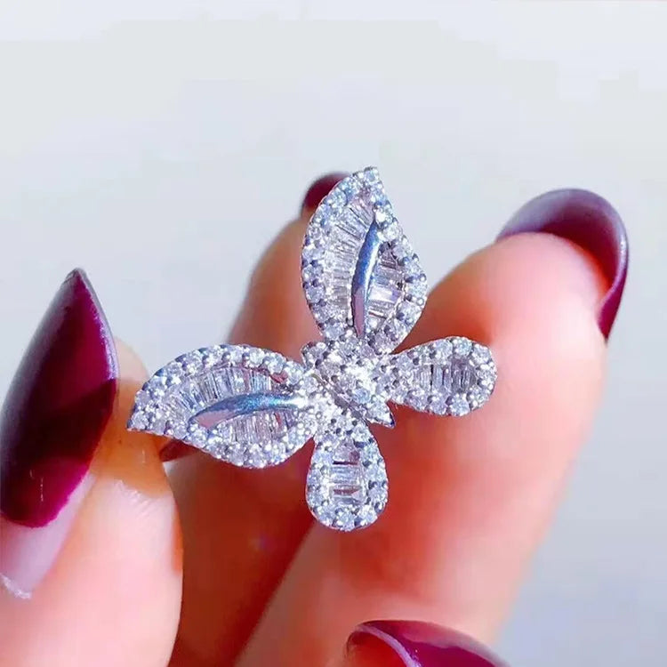 2026 New Trendy Butterfly silver color cute Fashion Ring For Women Party Gift  Jewelry Wholesale R6134 Pi-Mart