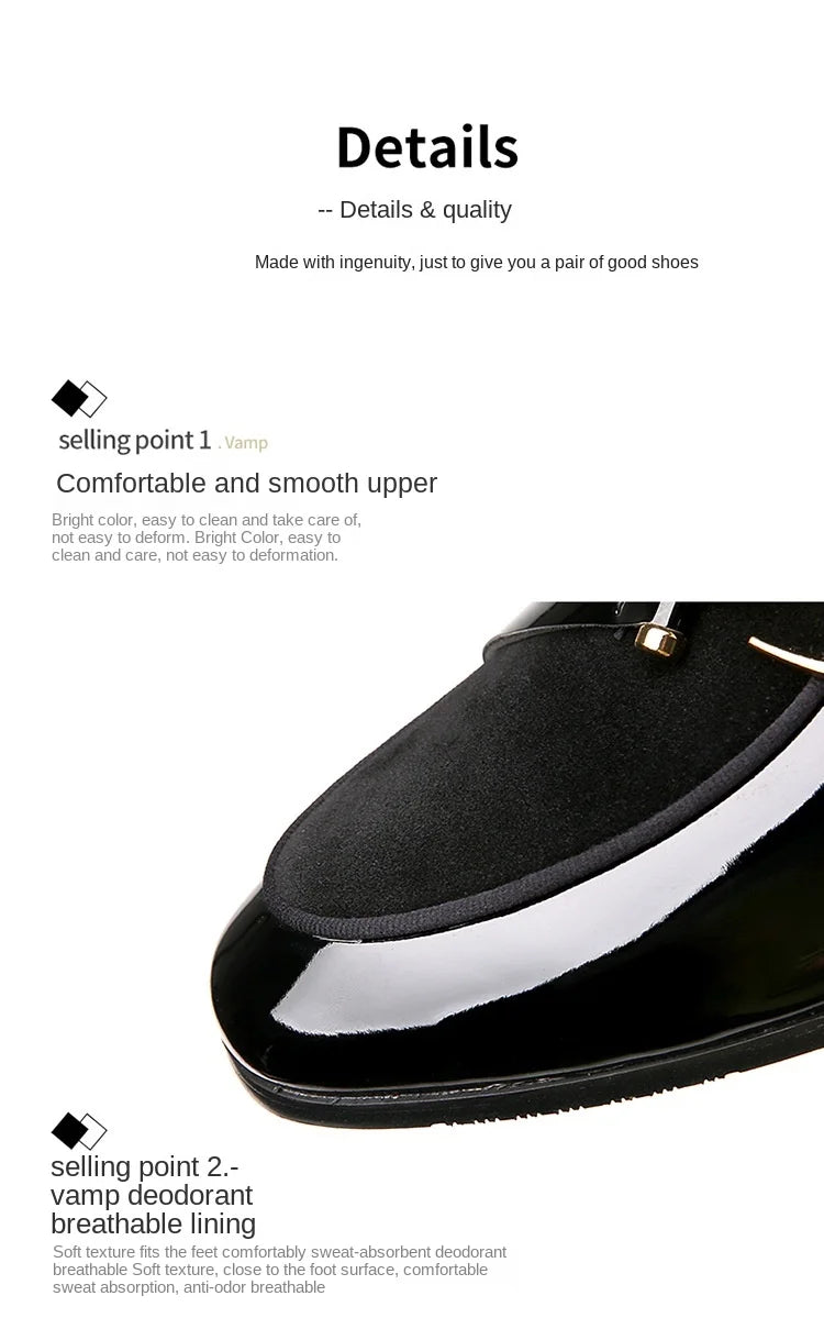 Patent Leather Loafers Men Dress Shoes Leather Italian Oxford Shoes for Men Wedding Dress Formal Slip on Shoes Men Office 2026 Pi-Mart