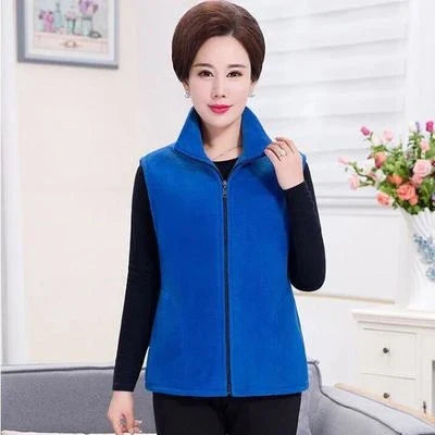 plus Size Women's Polar Fleece Vest Sleeveless Large Zipper Jacket Autumn Fashion Leisure Gilet for Women LadyShow.Store