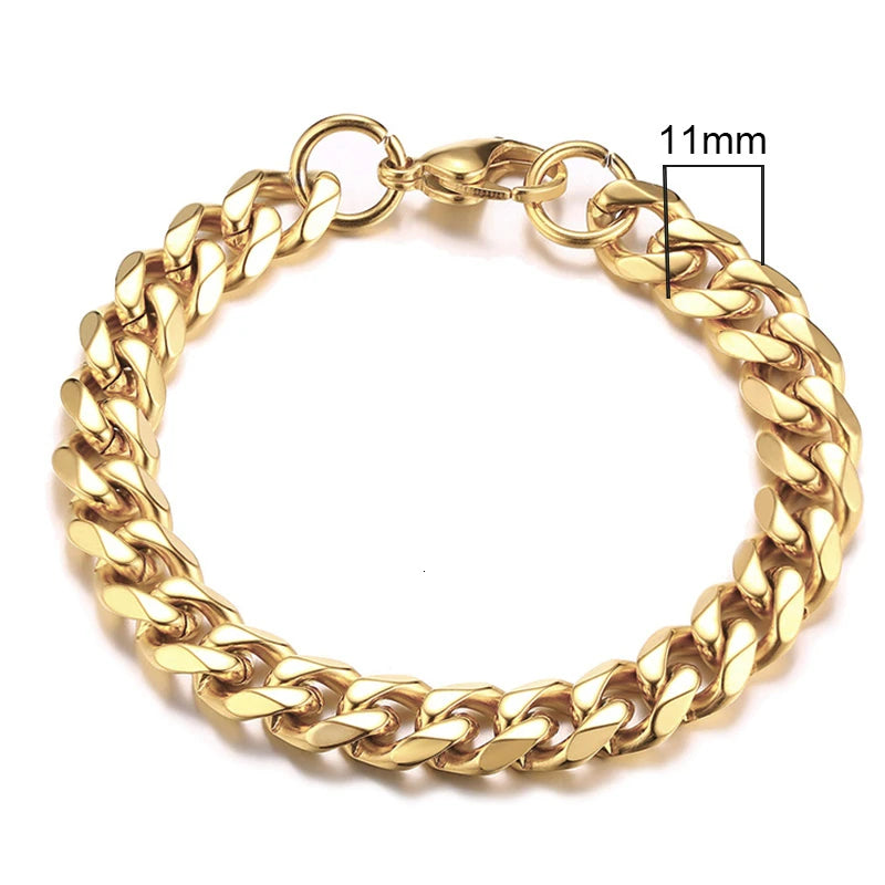 Vnox Mens Simple 3-11mm Stainless Steel Curb Cuban Link Chain Bracelets for Women Unisex Wrist Jewelry Gifts Pi-Mart