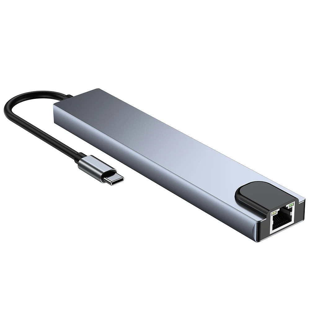 USB 3.0 Type C HUB USB C Docking Station to HDMI 4K 30HZ Type C to RJ45 100Mbps Ethernet Adapter VGA Extender Headphone PD 100W Pi-Mart