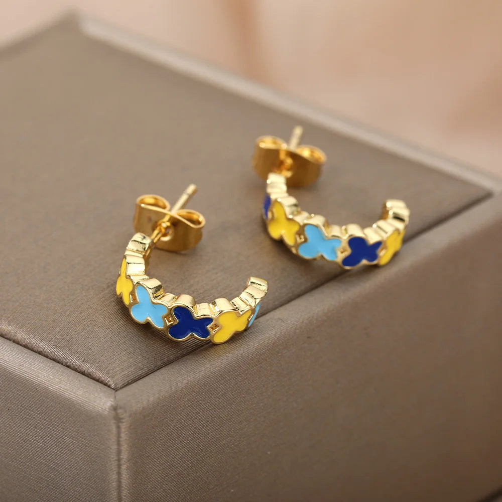Stainless Steel Heart Earrings for Women Waterproof Gold Color Earrings 2025 Trend Aesthetic Ear Piercing Jewelry Wedding Gifts Pi-Mart