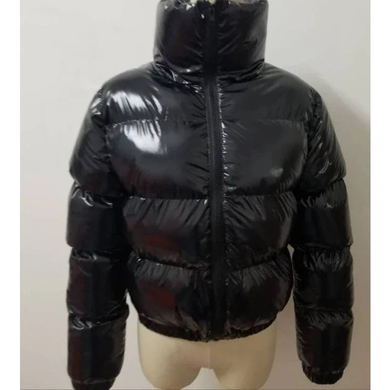 Winter Women Puffer Jackets Warm Bubble trench Coat Down Parka Outcoat Zipper Jacket Pink Cute Cropped Parka Abrigos Mujer LadyShow.Store