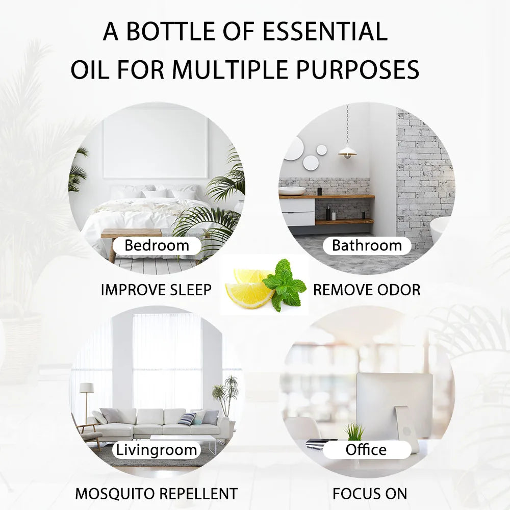 100ML Pure Natural Essential Oils Diffuser for Skin Care Rose Orange Lemon Lavender Rose Geranium Chamomile Avocado Aroma Oil Pi-Mart