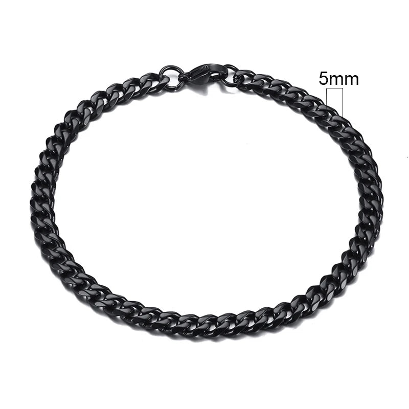 Vnox Mens Simple 3-11mm Stainless Steel Curb Cuban Link Chain Bracelets for Women Unisex Wrist Jewelry Gifts Pi-Mart