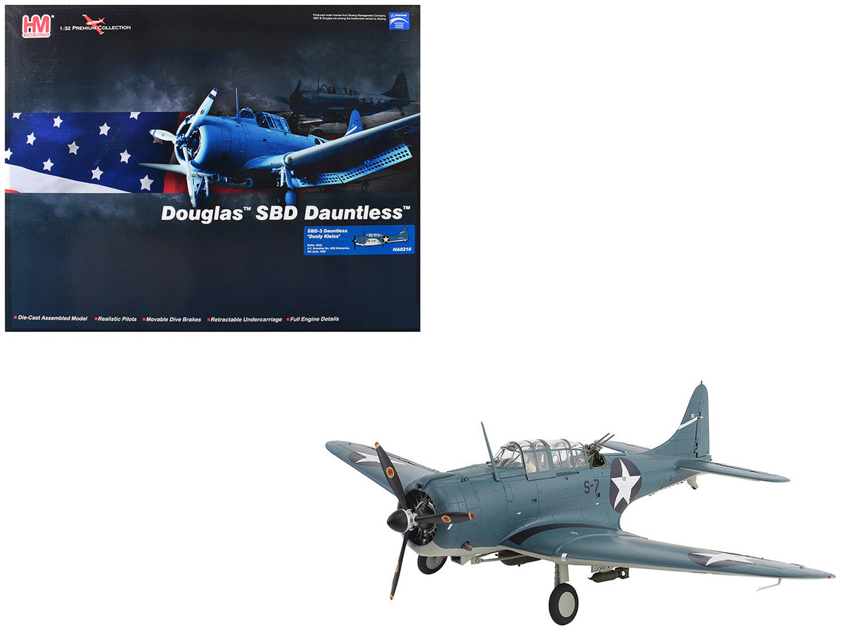 Douglas SBD-3 Dauntless Aircraft "Dusty Kleiss S-7 Scouting Six USS Enterprise" (1942) United States Navy "Premium Collection" 1/32 Diecast Model by Hobby Master LuxuryLifeWay Online Store