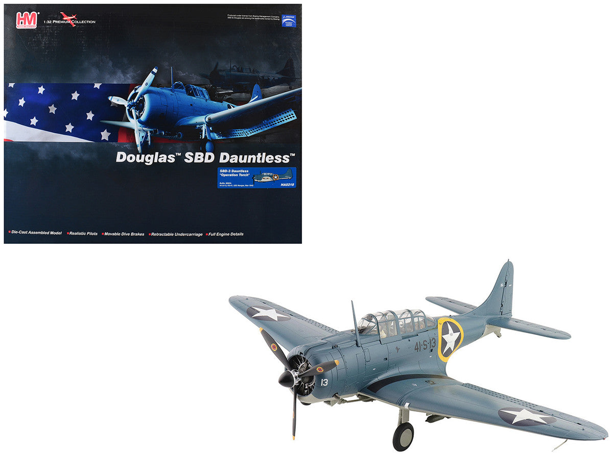 Douglas SBD-3 Dauntless Aircraft "06624 41-S-13 Operation Torch VS-41 USS Ranger" (1942) United States Navy "Premium Collection" 1/32 Diecast Model by Hobby Master LuxuryLifeWay Online Store