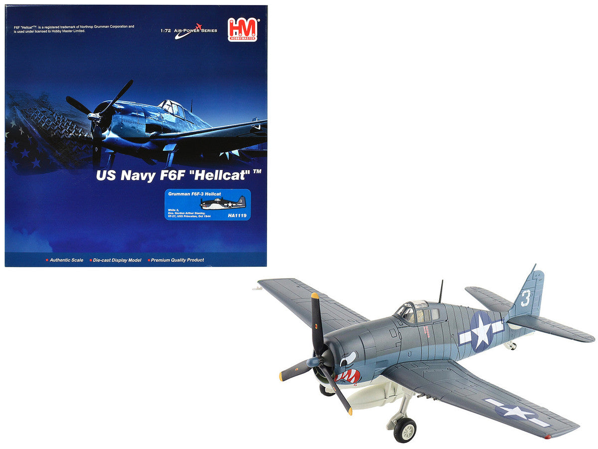 Grumman F6F-3 Hellcat Fighter Aircraft "Ens. Gordon Arthur Stanley VF-27 USS Princeton" (1944) United States Navy "Air Power Series" 1/72 Diecast Model by Hobby Master LuxuryLifeWay Online Store
