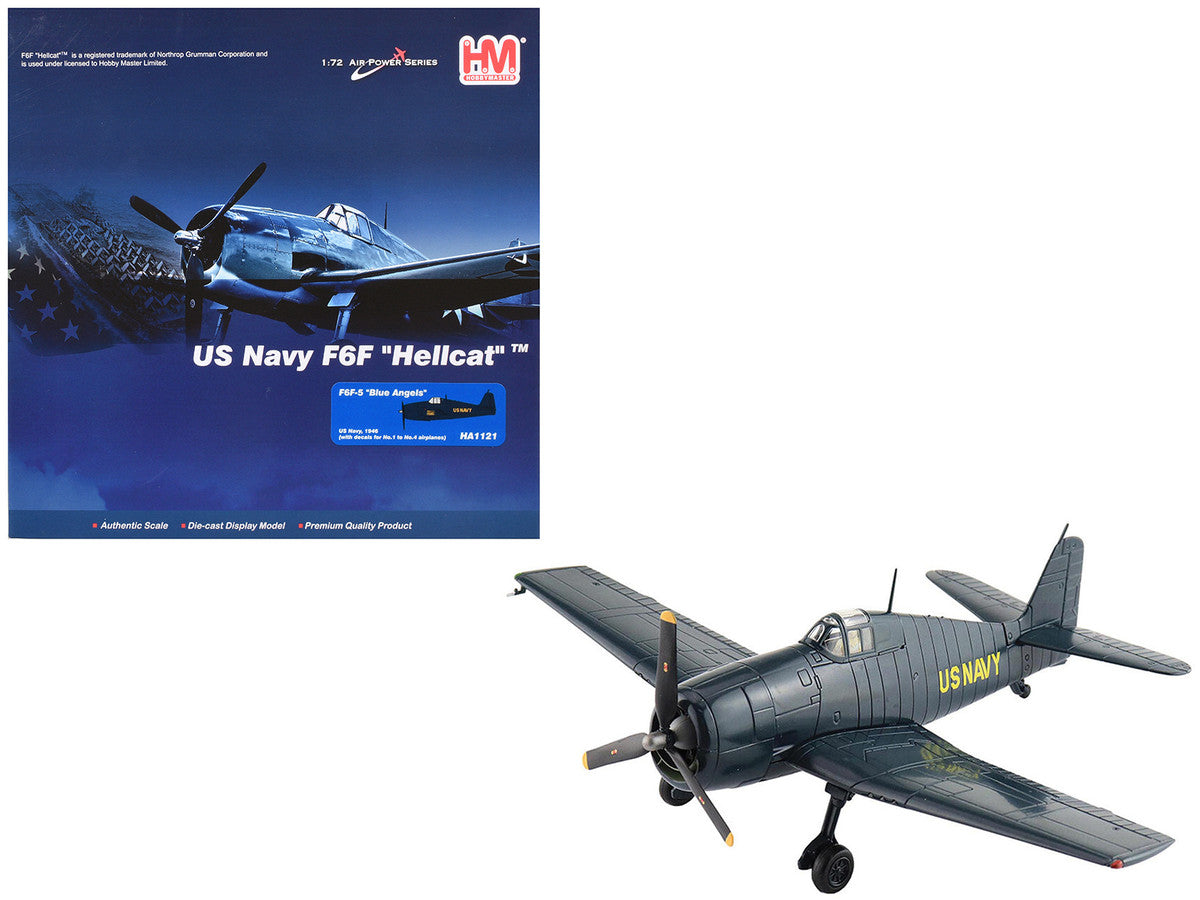 Grumman F6F-5 Hellcat Fighter Aircraft "Blue Angels #1-4 Decals" (1946) United States Navy "Air Power Series" 1/72 Diecast Model by Hobby Master LuxuryLifeWay Online Store