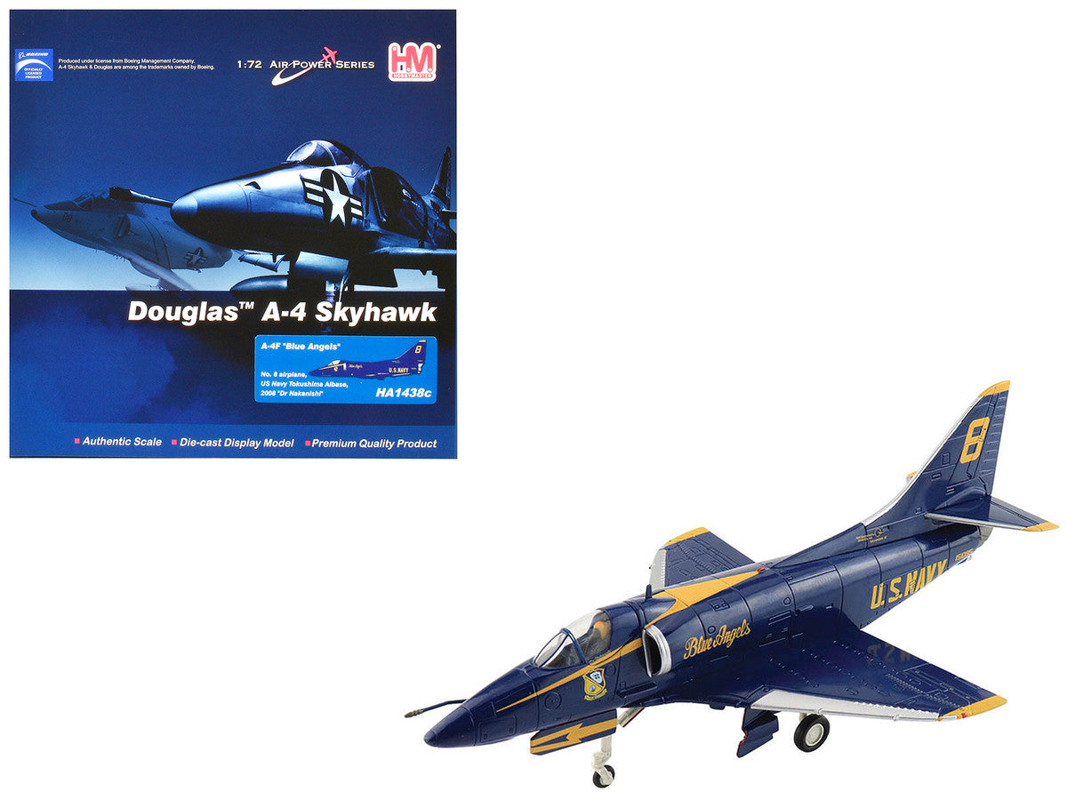Douglas A-4F Skyhawk Aircraft "Blue Angels Tokushima Airbase Dr. Nakanishi #8" (2008) United States Navy "Air Power Series" 1/72 Diecast Model by Hobby Master LuxuryLifeWay Online Store