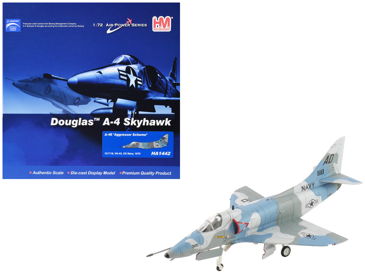 Douglas A-4E Skyhawk Aircraft "151118 Aggressor Scheme VA-43" (1975) United States Navy "Air Power Series" 1/72 Diecast Model by Hobby Master LuxuryLifeWay Online Store