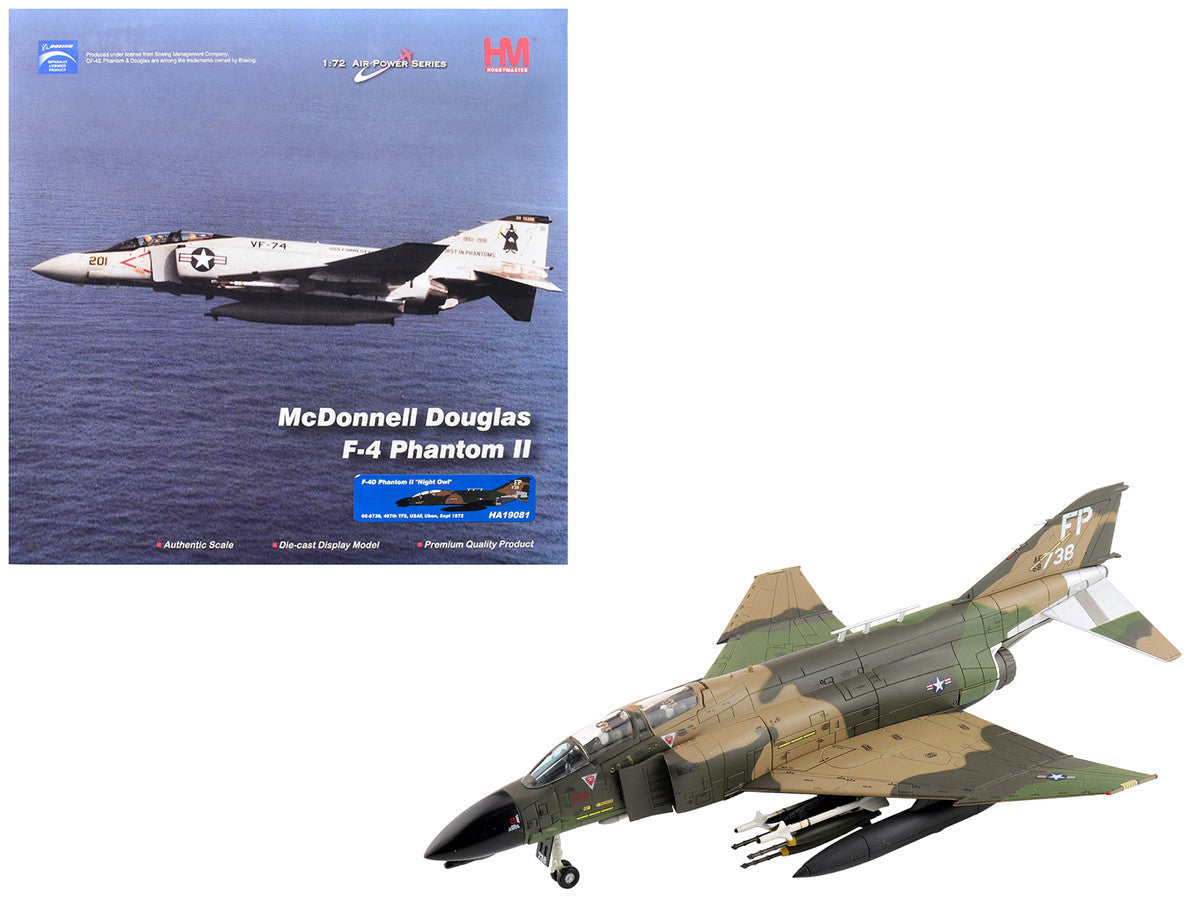 McDonnell Douglas F-4D Phantom II Fighter-Bomber Aircraft "66-8738 Night Owl 497th TFS Ubon RTAFB Thailand" (1972) United States Air Force "Air Power Series" 1/72 Diecast Model by Hobby Master LuxuryLifeWay Online Store
