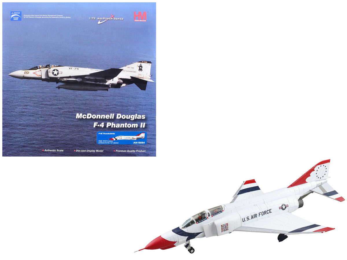McDonnell Douglas F-4E Phantom II Fighter-Bomber Aircraft "Thunderbirds with Decals for No.1 to 7 planes 1973/74 Season" United States Air Force "Air Power Series" 1/72 Diecast Model by Hobby Master LuxuryLifeWay Online Store