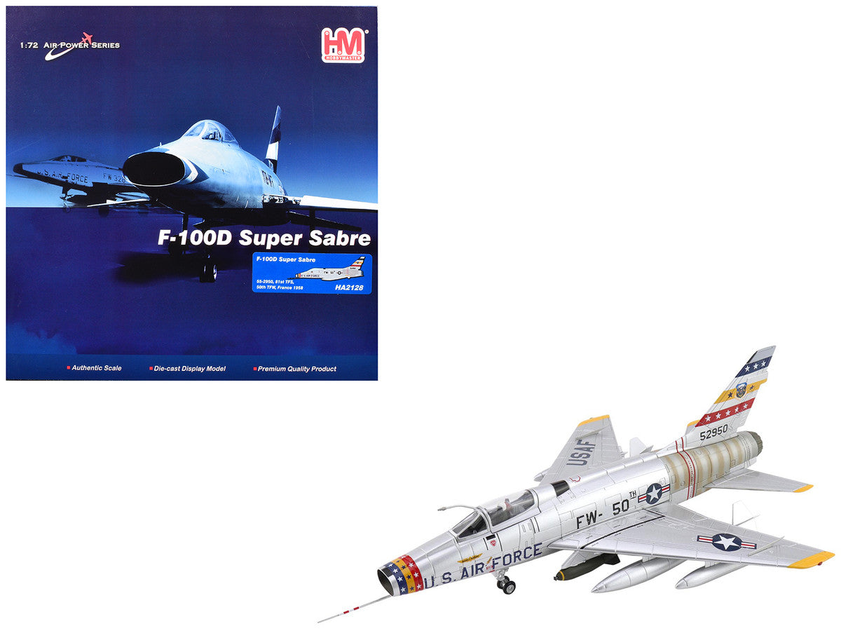 North American F-100D Super Sabre Fighter Aircraft "FW-871 81st TFS 50th TFW France" (1958) United States Air Force "Air Power Series" 1/72 Diecast Model by Hobby Master LuxuryLifeWay Online Store
