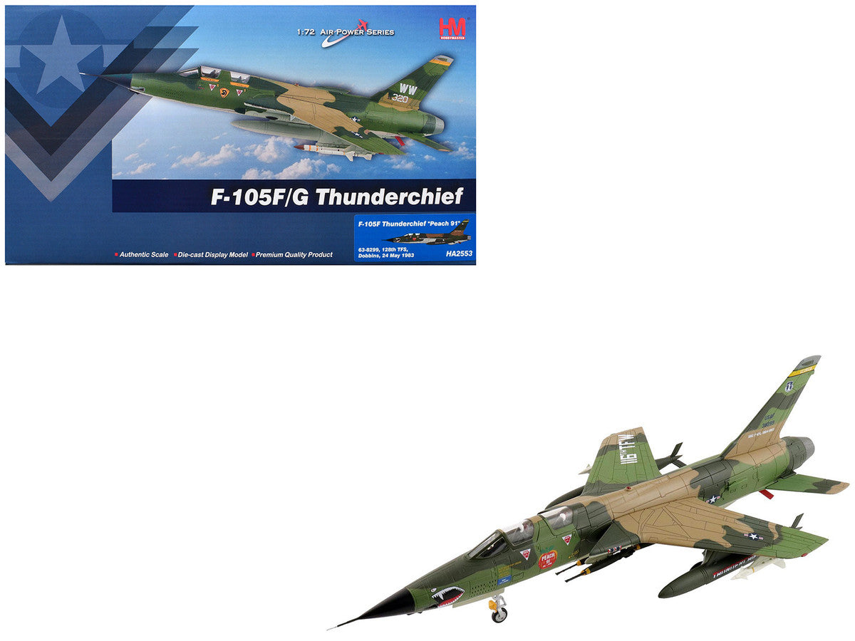 Republic F-105F Thunderchief Fighter-Bomber Aircraft "63-8299 Peach 91 128th Tactical Fighter Squadron Georgia ANG Dobbins Air Reserve Base" United States Air Force "Air Power Series" 1/72 Diecast Model by Hobby Master LuxuryLifeWay Online Store