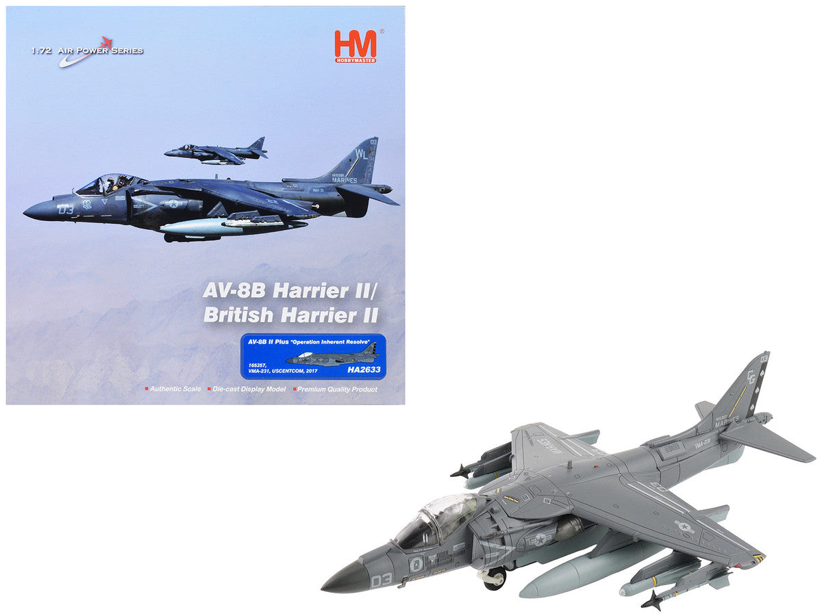McDonnell Douglas AV-8B Plus Harrier II Aircraft "165357 VMA-231 Ace of Spades Operation Inherent Resolve USCENTCOM" (2017) United States Marine Corps "Air Power Series" 1/72 Diecast Model by Hobby Master LuxuryLifeWay Online Store
