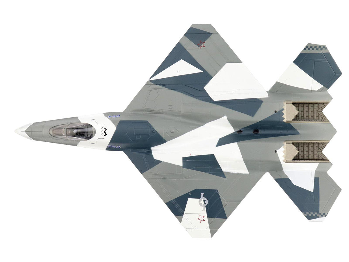 Northrop F-23 Black Widow II Stealth Fighter Aircraft Blue 054 Su-57 Aggressor What If Scheme 65th AGRS Nellis AFB United States Air Force Air Power Series 1/72 Diecast Model by Hobby Master LuxuryLifeWay Online Store