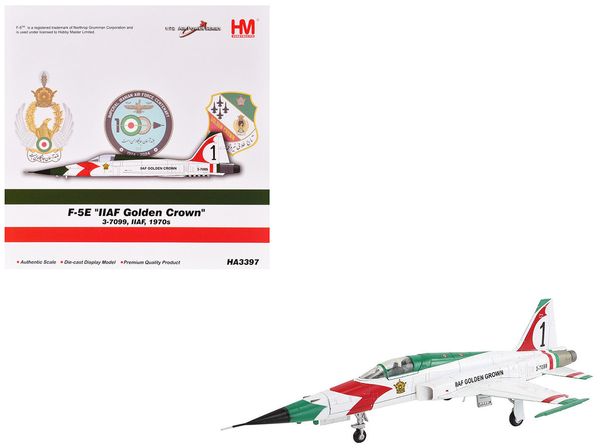 Northrop F-5E Tiger II Aircraft "#1 3-7099 IIAF Golden Crown" Imperial Iranian Air Force "Air Power Series" 1/72 Diecast Model by Hobby Master LuxuryLifeWay Online Store