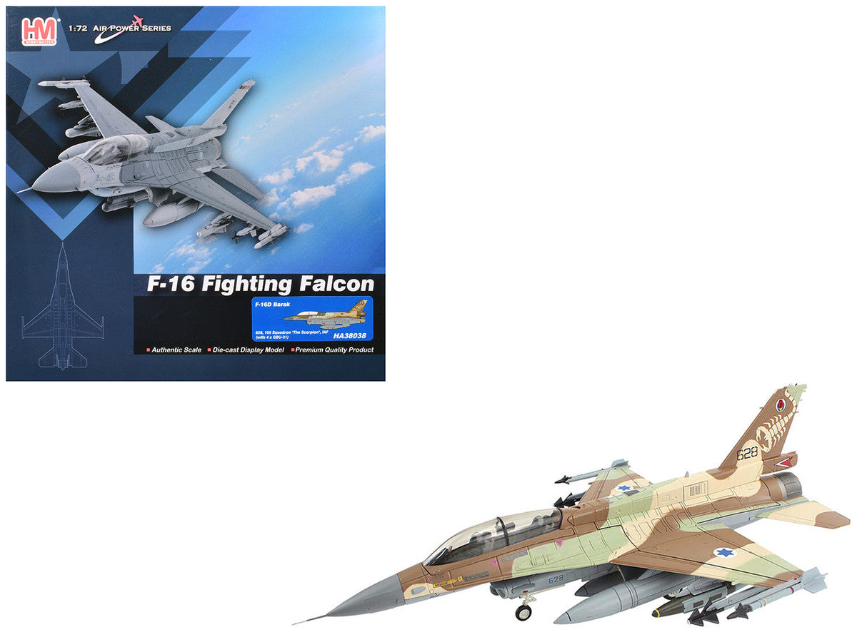 Lockheed F-16D Fighting Falcon Fighter Aircraft "628 Barak 105 Squadron The Scorpion" Israeli Air Force "Air Power Series" 1/72 Diecast Model by Hobby Master LuxuryLifeWay Online Store