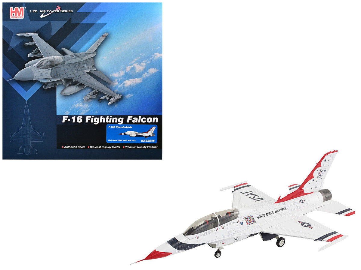 Lockheed F-16D Fighting Falcon Fighter Aircraft "No.7 Thunderbirds Nellis Air Force Base" (2017) United States Air Force "Air Power Series" 1/72 Diecast Model by Hobby Master LuxuryLifeWay Online Store
