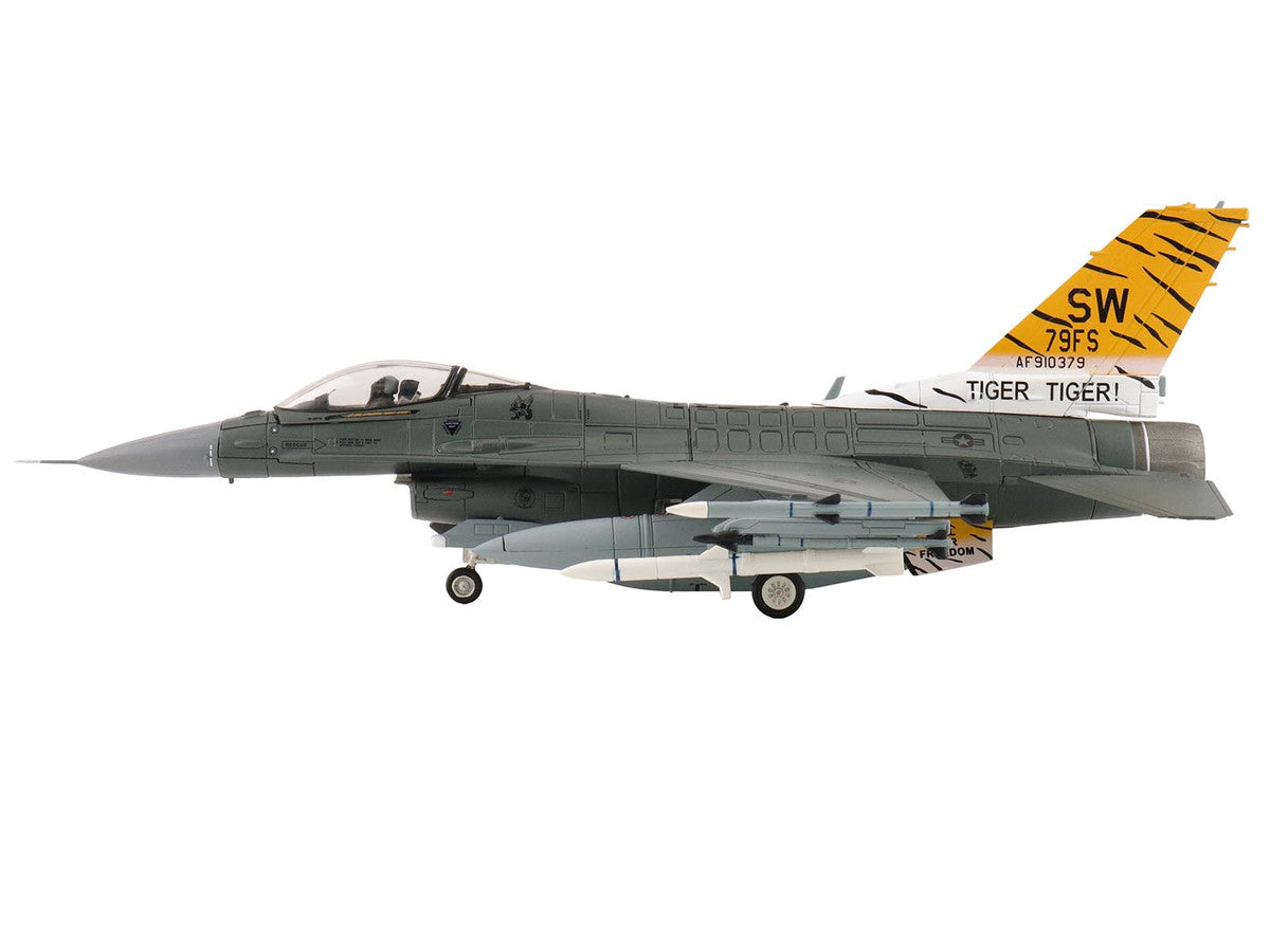 Lockheed F-16CM Fighting Falcon Fighter Aircraft "91-0379 Tiger Tiger 1 79th Fighter Squadron Shaw Air Force Base" (2023) United States Air Force "Air Power Series" 1/72 Diecast Model by Hobby Master LuxuryLifeWay Online Store