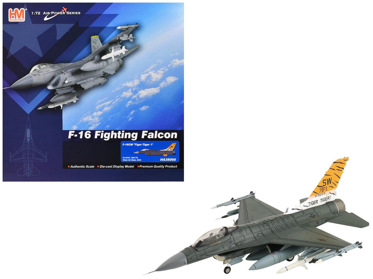 Lockheed F-16CM Fighting Falcon Fighter Aircraft "91-0379 Tiger Tiger 1 79th Fighter Squadron Shaw Air Force Base" (2023) United States Air Force "Air Power Series" 1/72 Diecast Model by Hobby Master LuxuryLifeWay Online Store