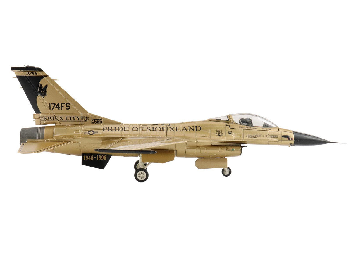 Lockheed F-16A Fighting Falcon Fighter Aircraft "85-1565 Golden Bat Viper 185 ARW Iowa ANG Squadron 50th Anniversary" (2022) United States Air Force "Air Power Series" 1/72 Diecast Model by Hobby Master LuxuryLifeWay Online Store